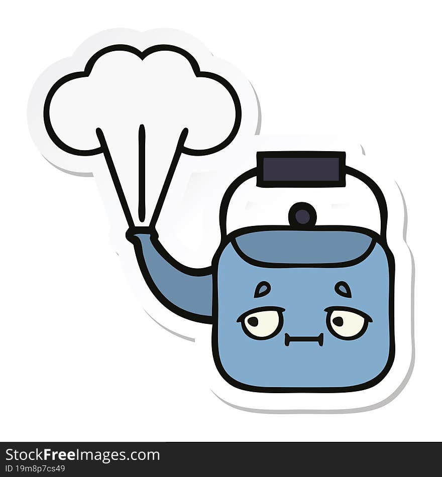 sticker of a cute cartoon steaming kettle