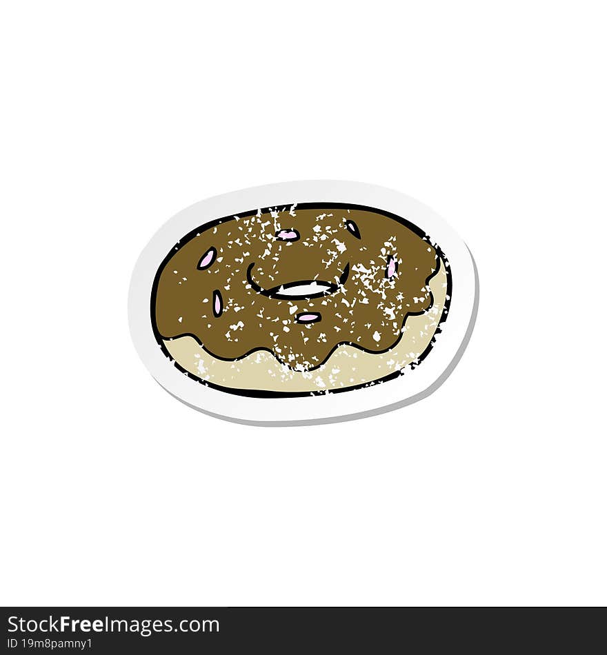 retro distressed sticker of a cartoon donut