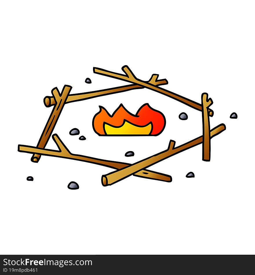 gradient cartoon doodle of a camp fire