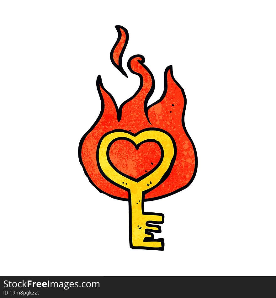 Cartoon Flaming Key