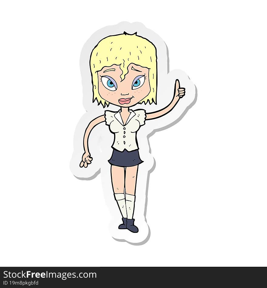 sticker of a cartoon woman making point