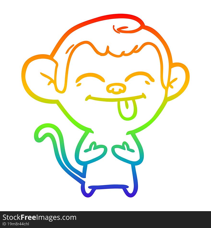 rainbow gradient line drawing funny cartoon monkey