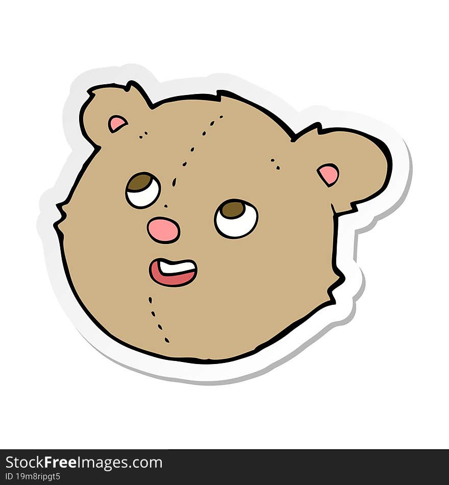 sticker of a cartoon teddy bear head