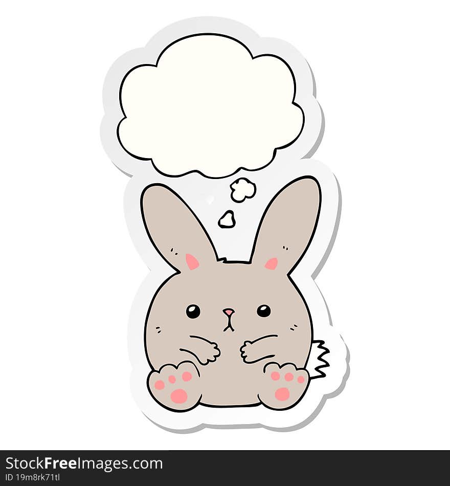 cartoon rabbit and thought bubble as a printed sticker