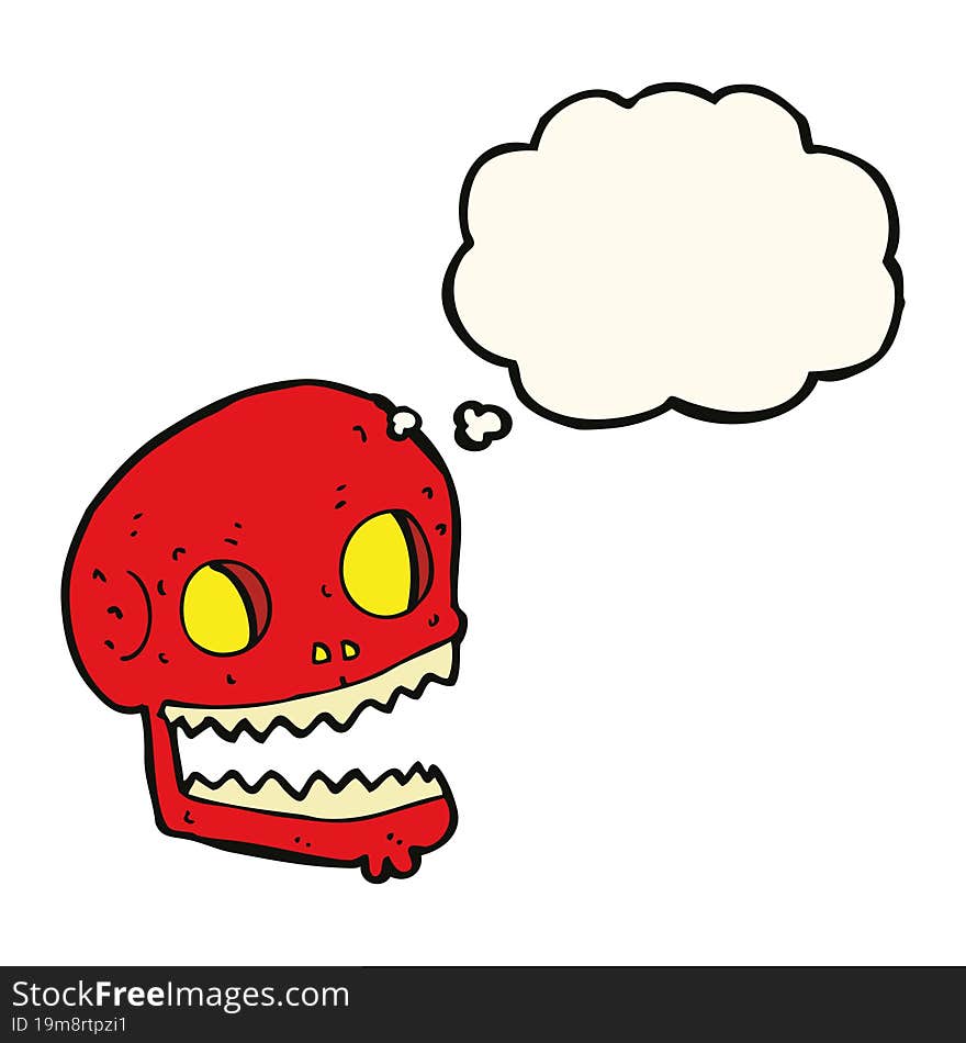 Cartoon Spooky Skull With Thought Bubble