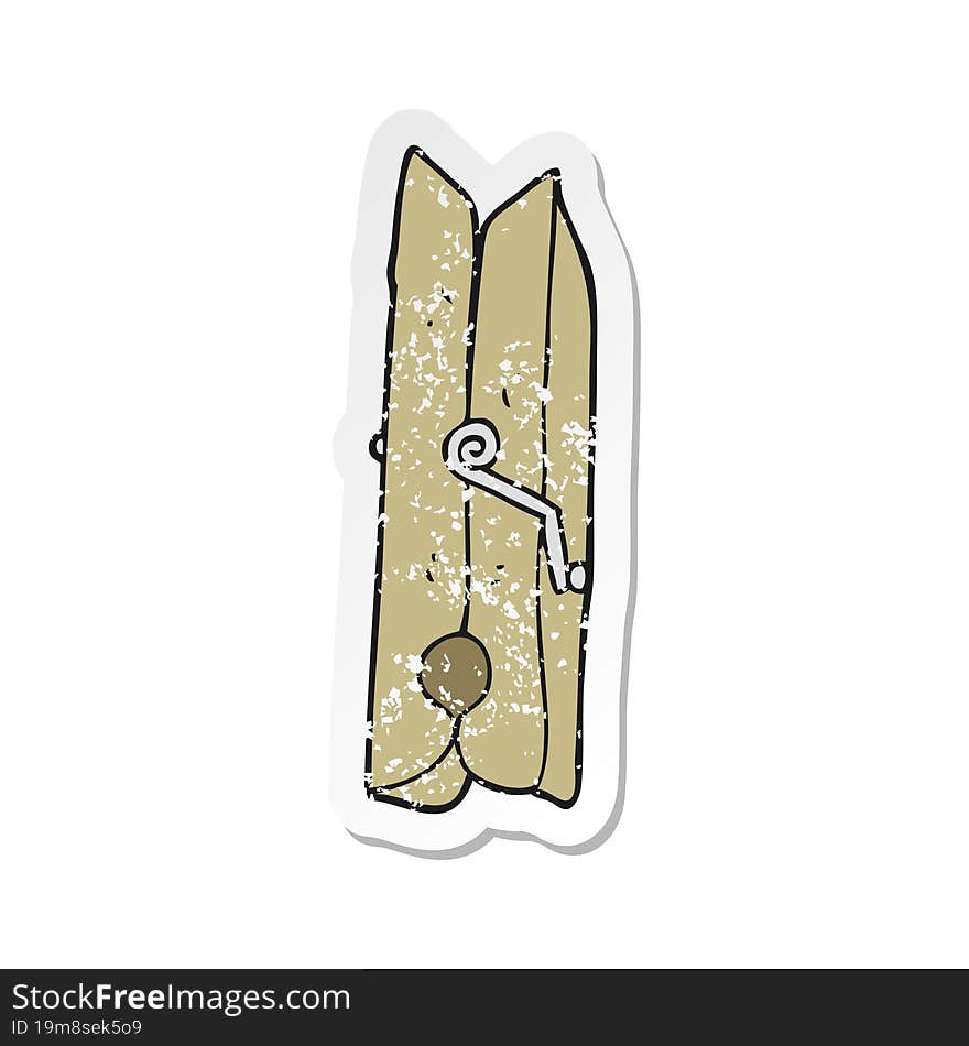 retro distressed sticker of a cartoon wooden peg