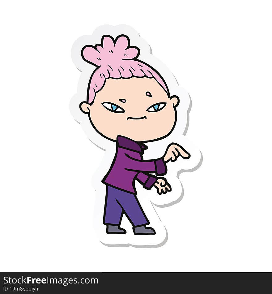 sticker of a cartoon woman