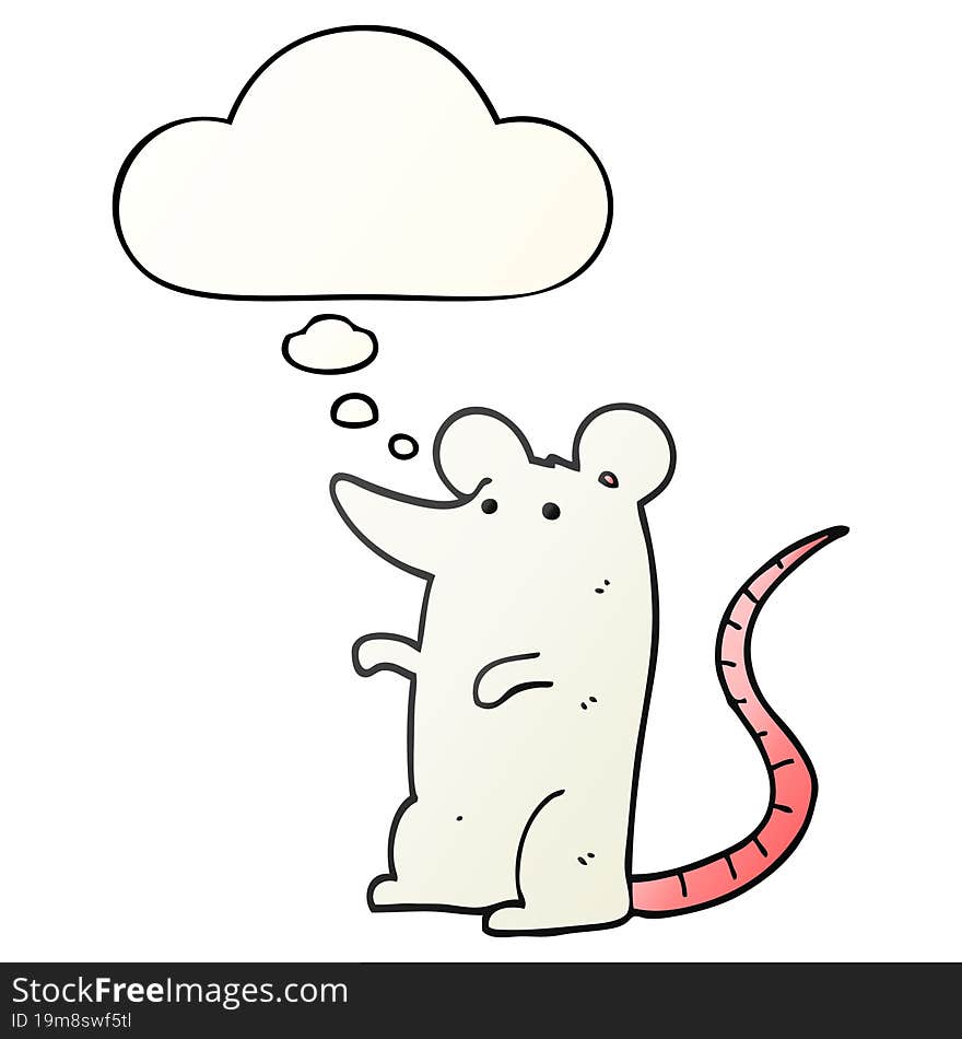 cartoon rat and thought bubble in smooth gradient style