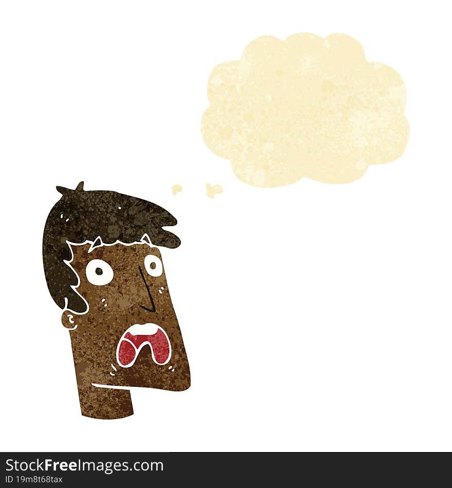 cartoon shocked man with thought bubble
