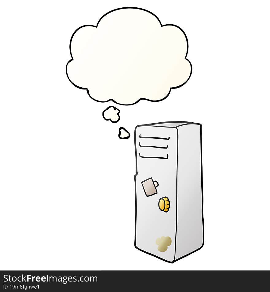 cartoon locker and thought bubble in smooth gradient style