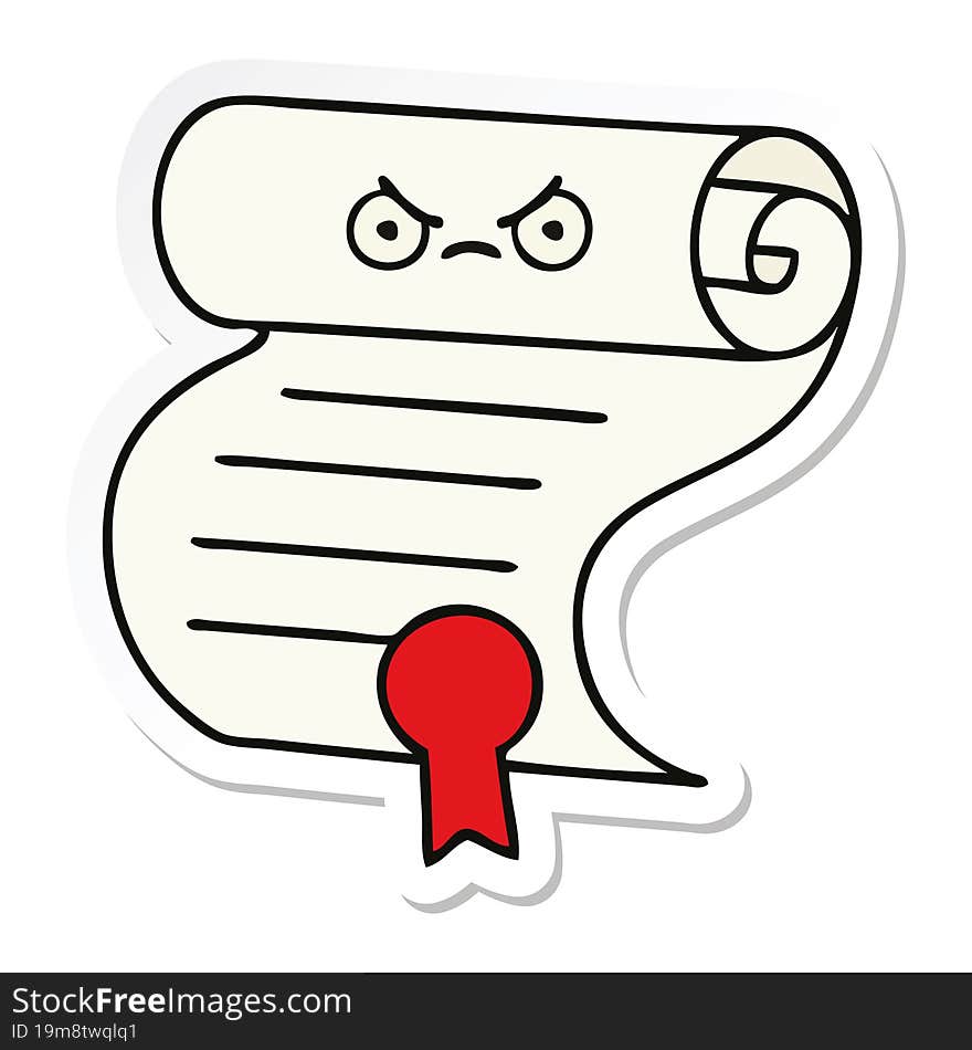 sticker of a cute cartoon contract