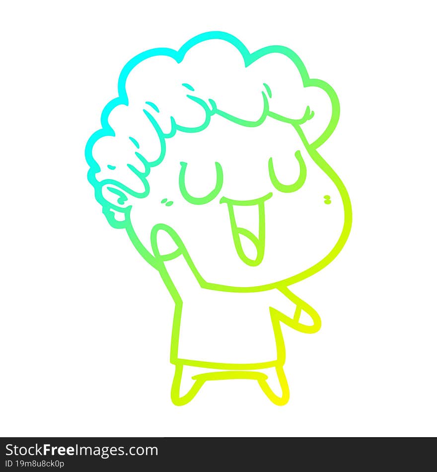 Cold Gradient Line Drawing Laughing Cartoon Man