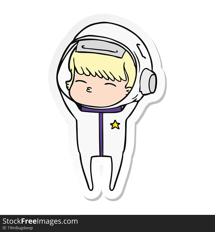 Sticker Of A Cartoon Curious Astronaut