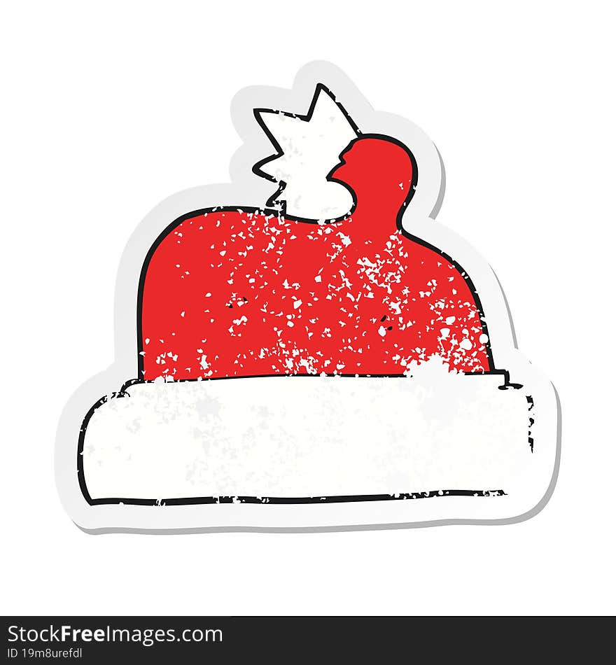 retro distressed sticker of a cartoon christmas hat