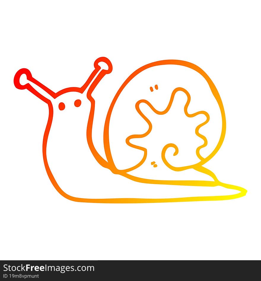 warm gradient line drawing of a cartoon snail