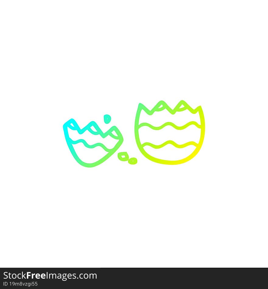 Cold Gradient Line Drawing Cartoon Cracked Painted Easter Egg