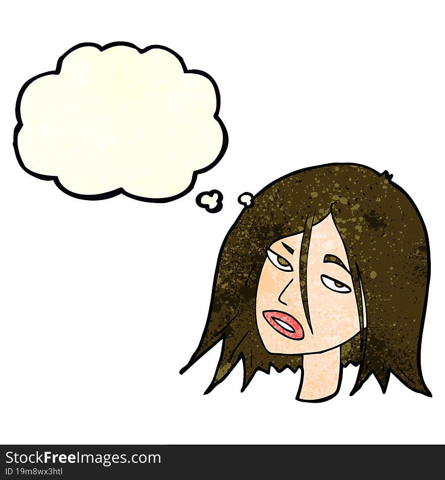 Cartoon Annoyed Woman With Thought Bubble