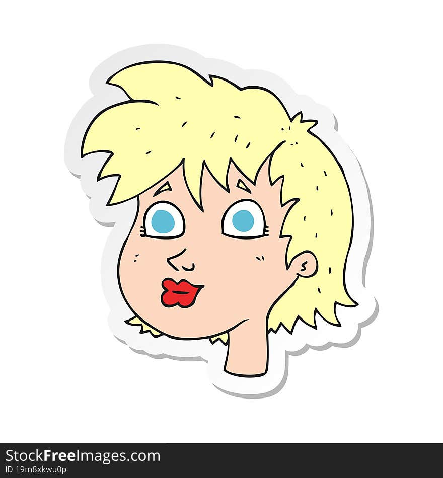 sticker of a cartoon female face