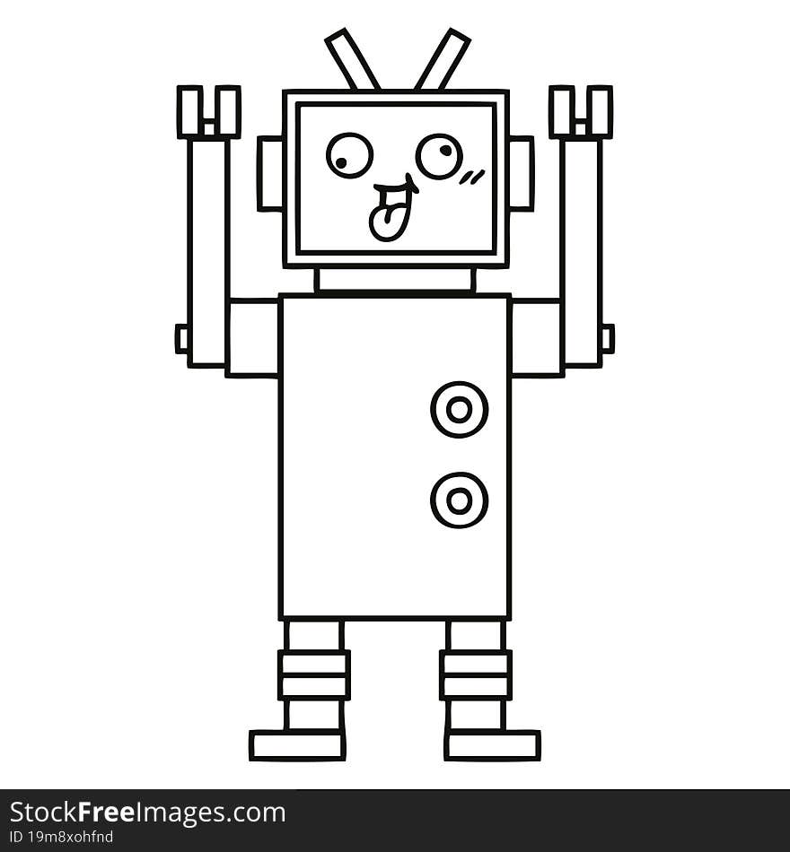 line drawing cartoon crazy robot