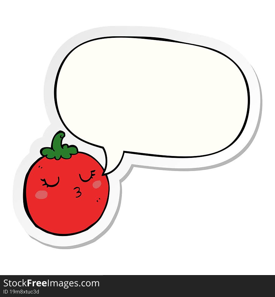 cartoon tomato and speech bubble sticker