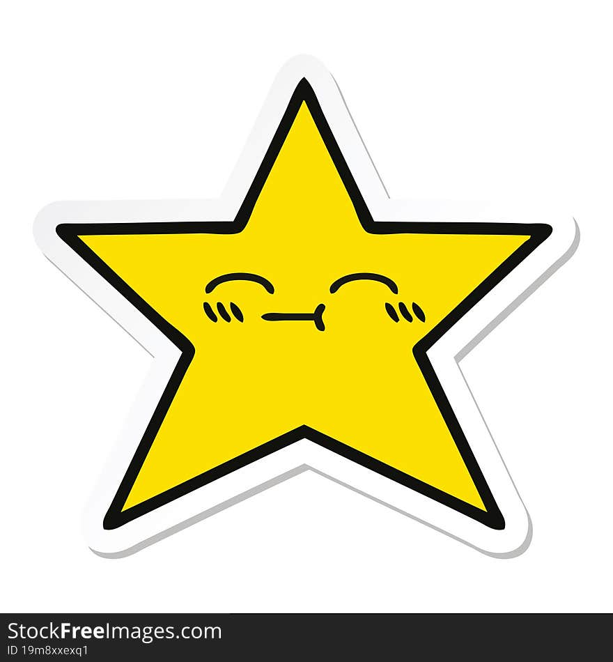 Sticker Of A Cute Cartoon Gold Star