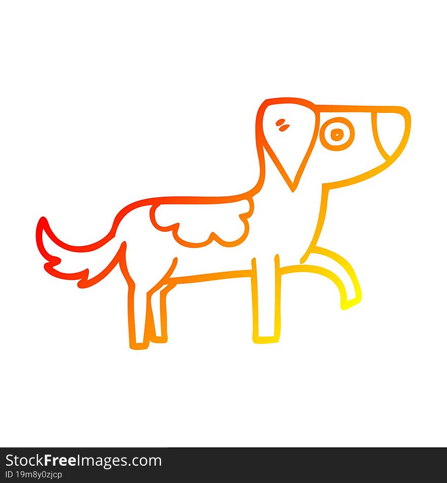 warm gradient line drawing cartoon happy dog