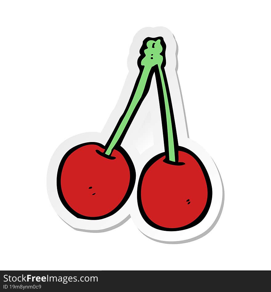 sticker of a cartoon cherries