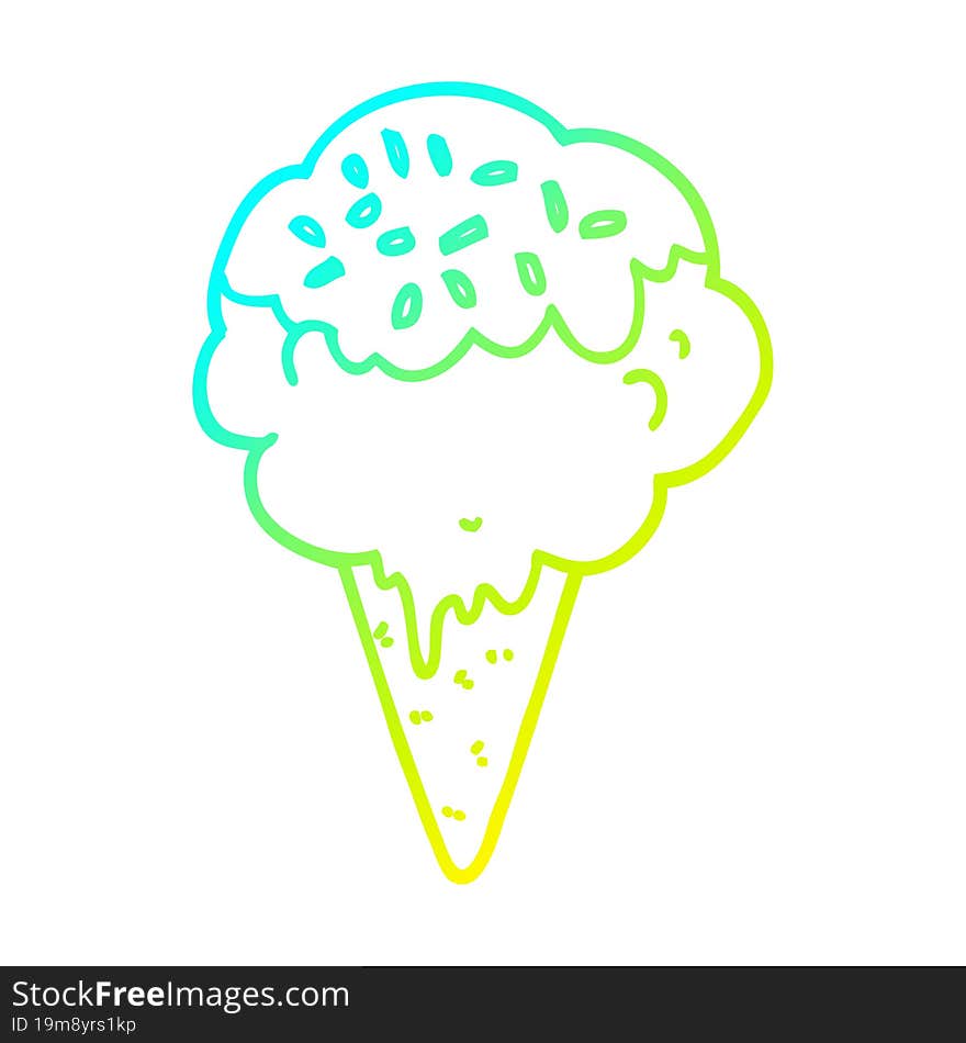 cold gradient line drawing cartoon ice cream