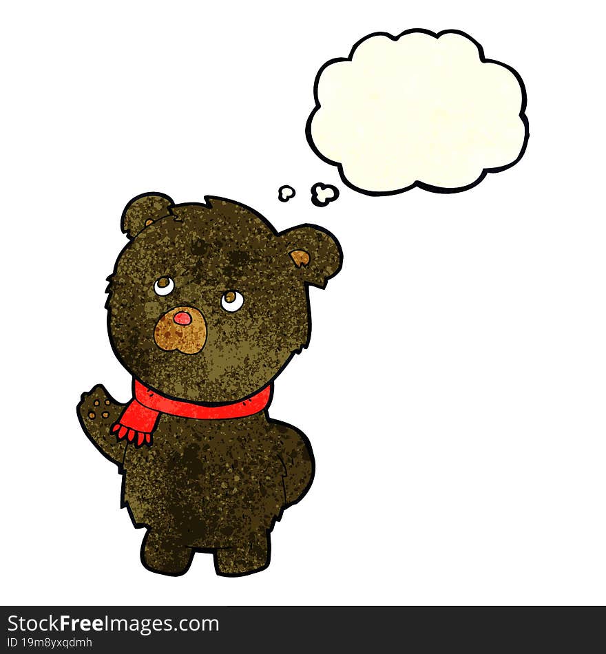 Cartoon Cute Black Bear With Thought Bubble