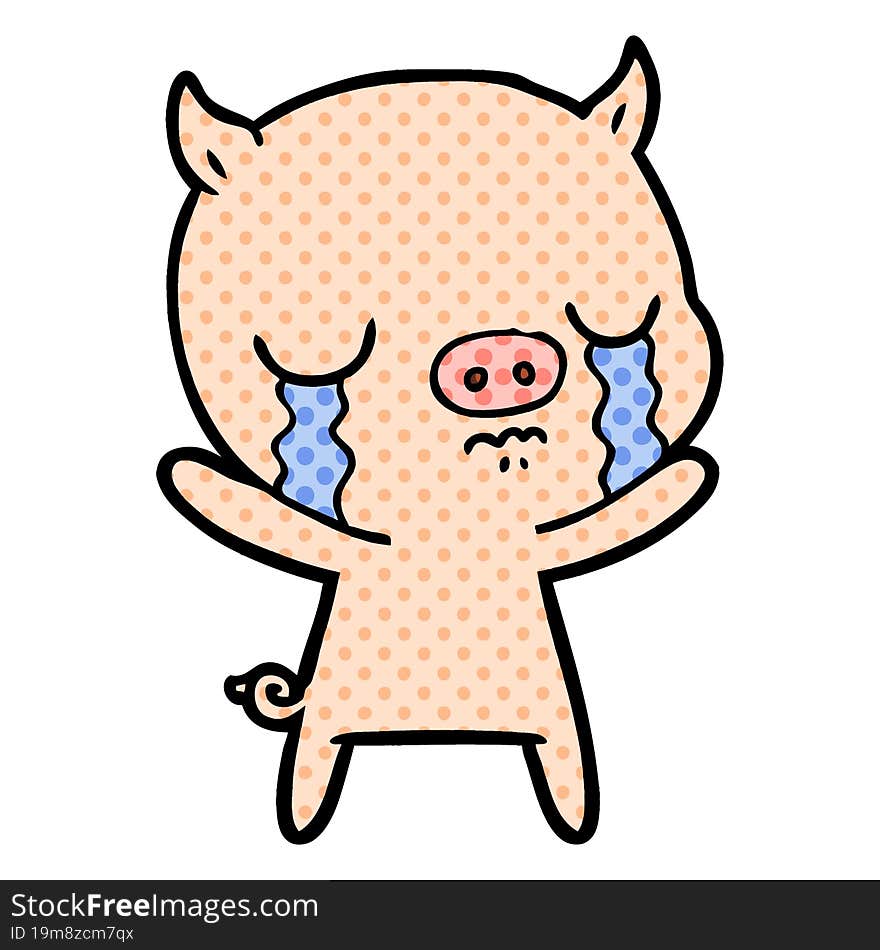 cartoon pig crying. cartoon pig crying