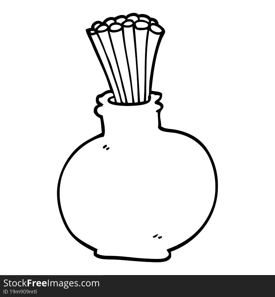 line drawing cartoon jar of sticks