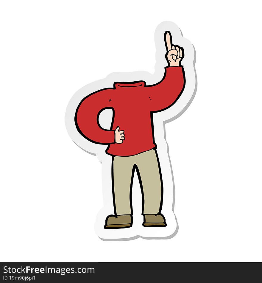 sticker of a cartoon headless body with raised hand