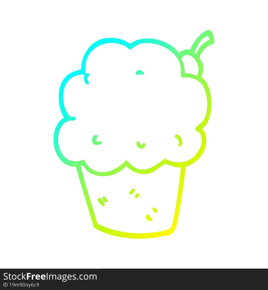 cold gradient line drawing cartoon cupcake