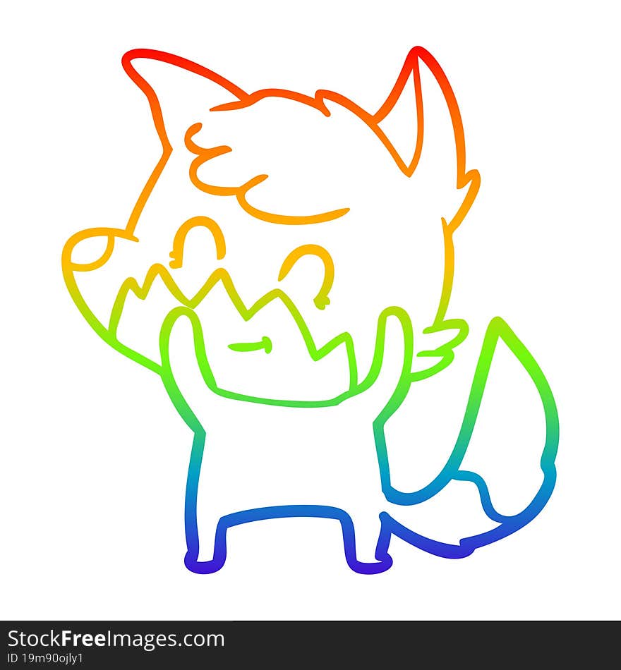 rainbow gradient line drawing cartoon friendly fox