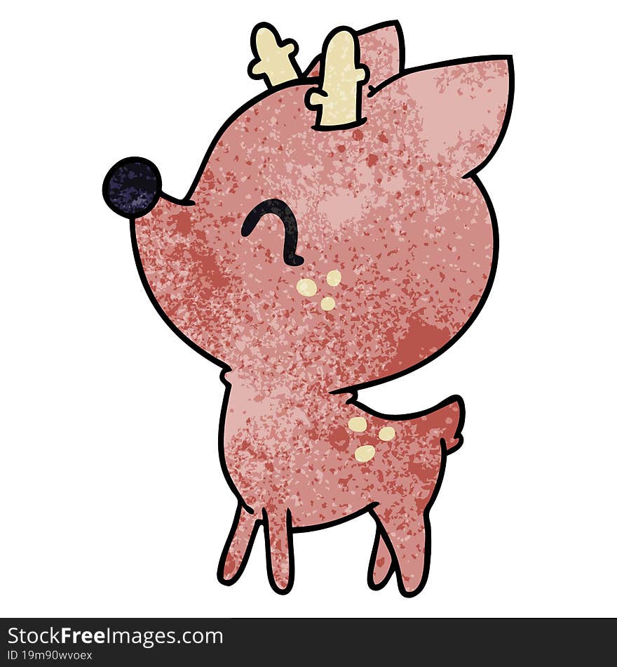 textured cartoon illustration of  kawaii cute deer. textured cartoon illustration of  kawaii cute deer