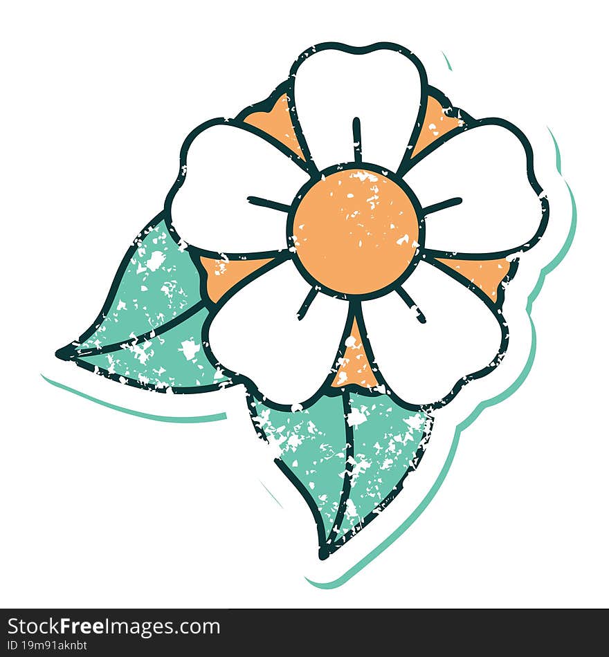 iconic distressed sticker tattoo style image of a flower. iconic distressed sticker tattoo style image of a flower