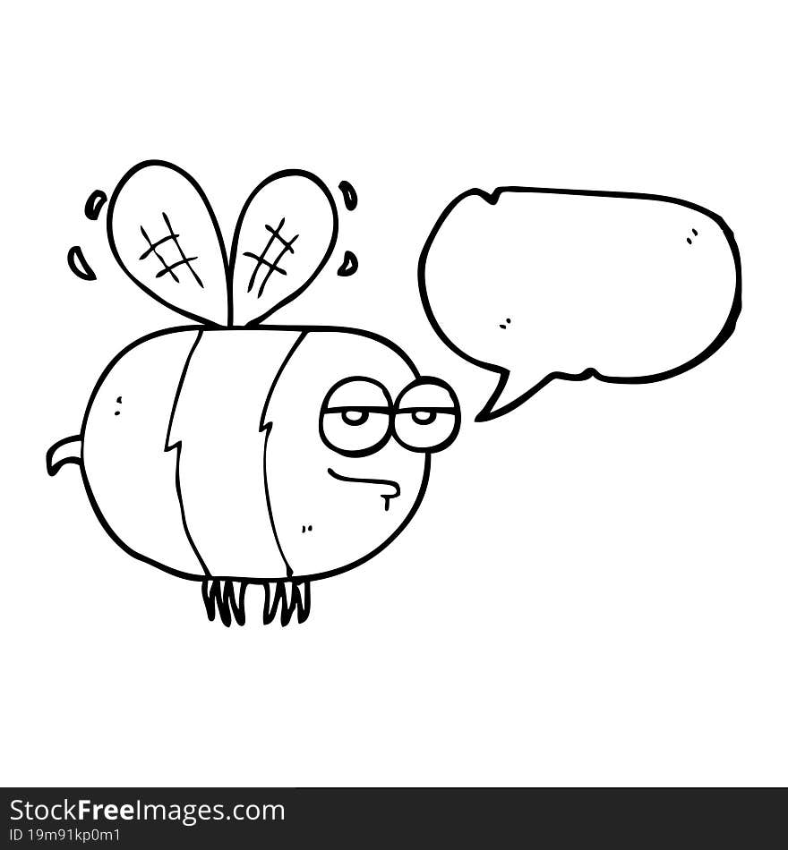 freehand drawn speech bubble cartoon unhappy bee