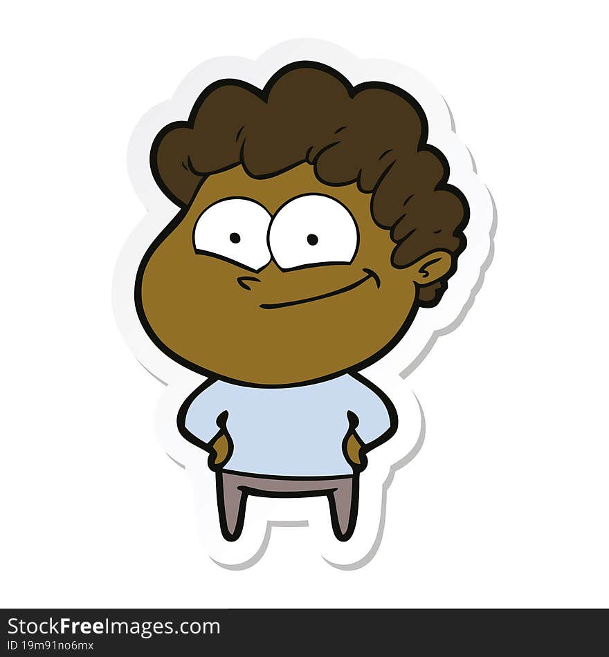 sticker of a cartoon happy man