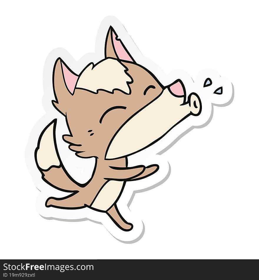 sticker of a howling wolf cartoon