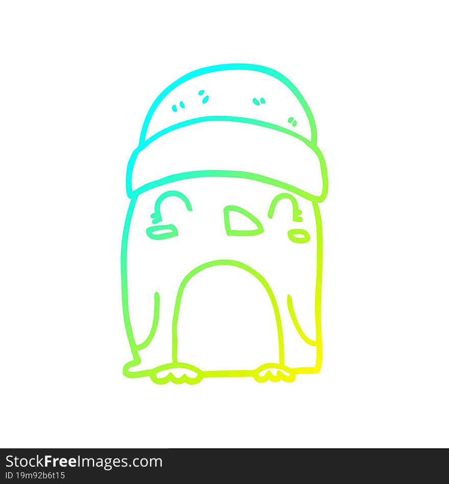 cold gradient line drawing cute cartoon penguin