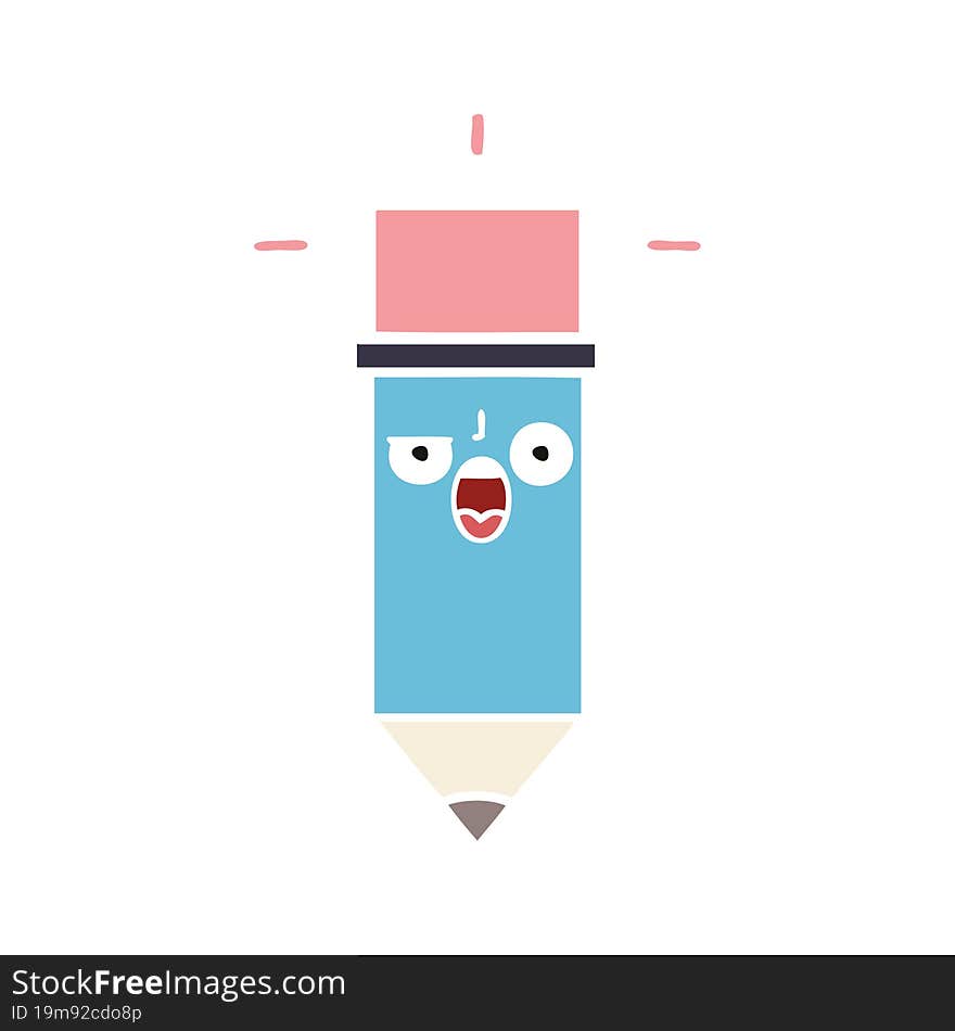 flat color retro cartoon pencil