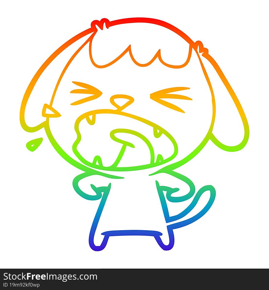 Rainbow Gradient Line Drawing Cute Cartoon Dog