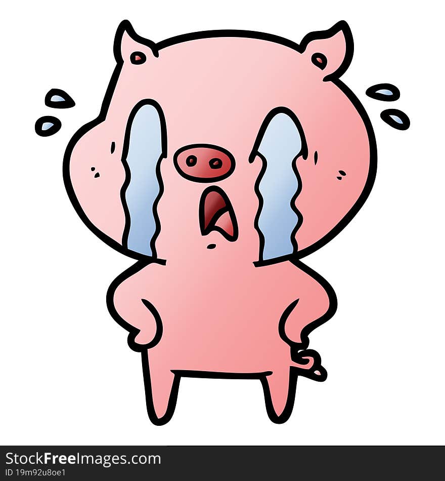 crying pig cartoon. crying pig cartoon