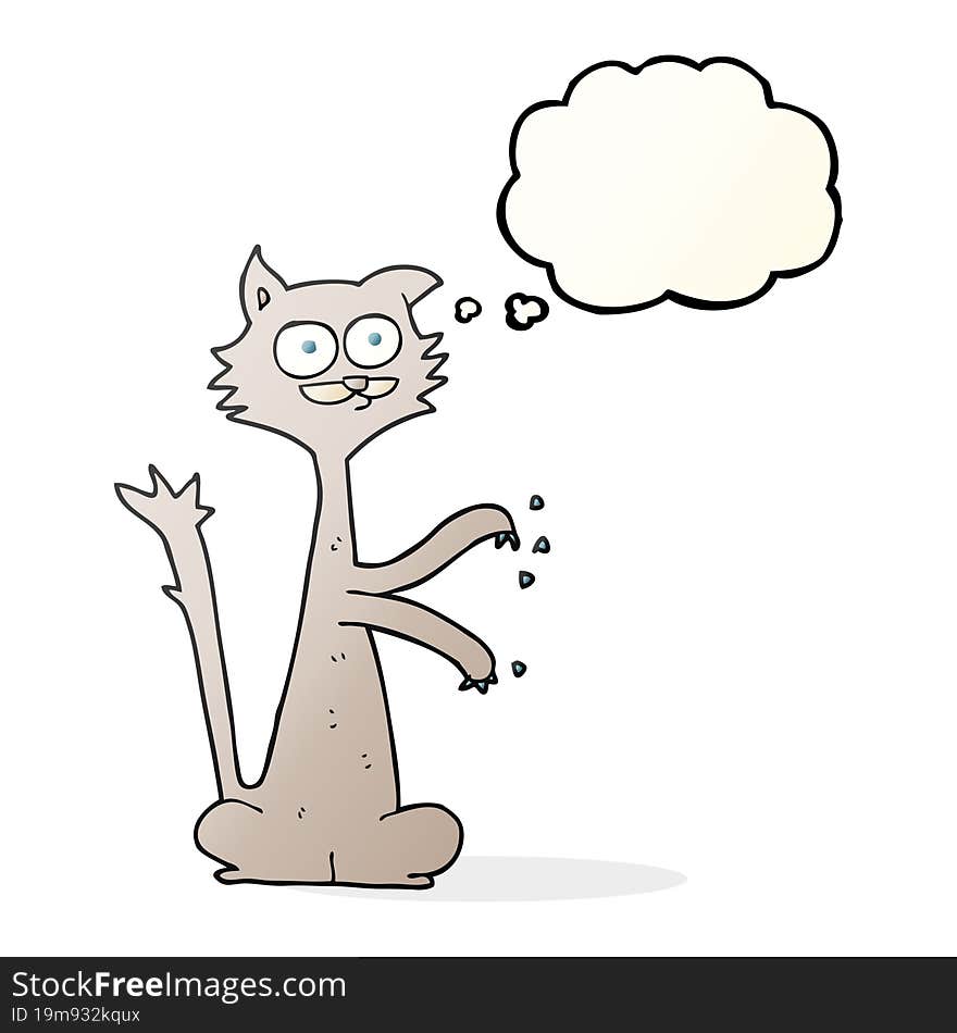 thought bubble cartoon cat scratching