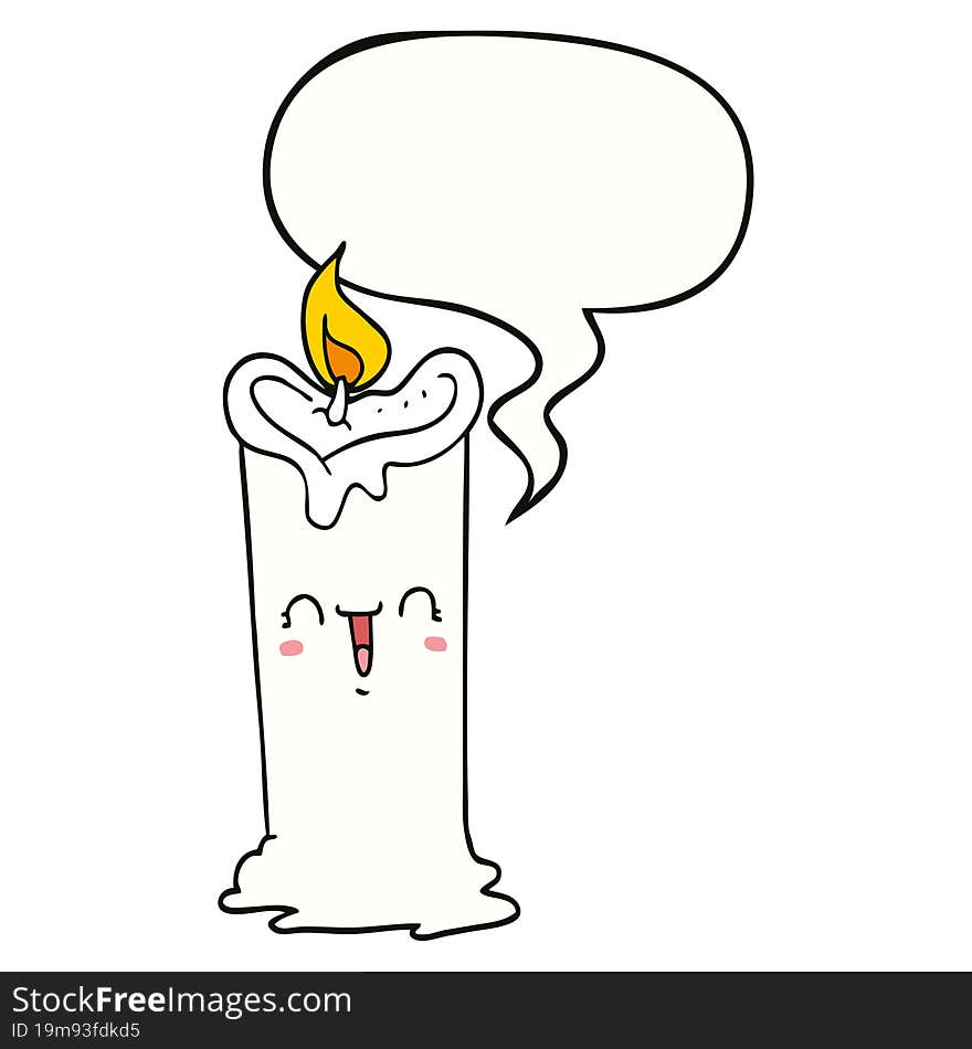 cartoon happy candle and speech bubble