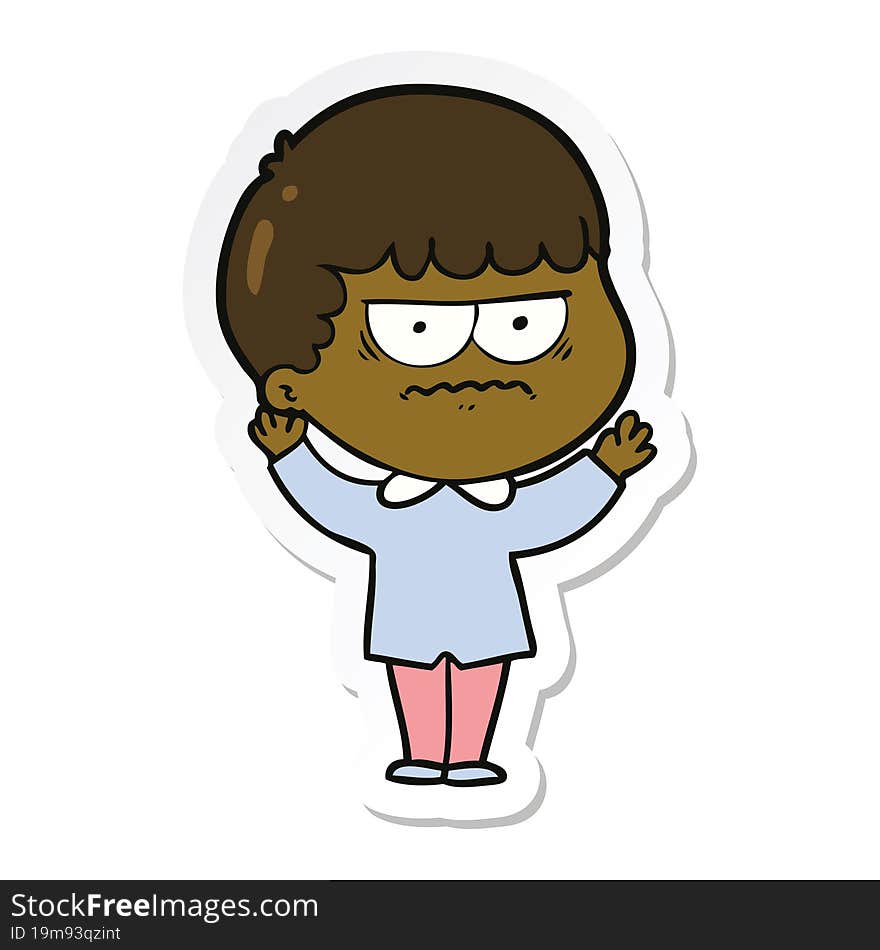 sticker of a cartoon annoyed man