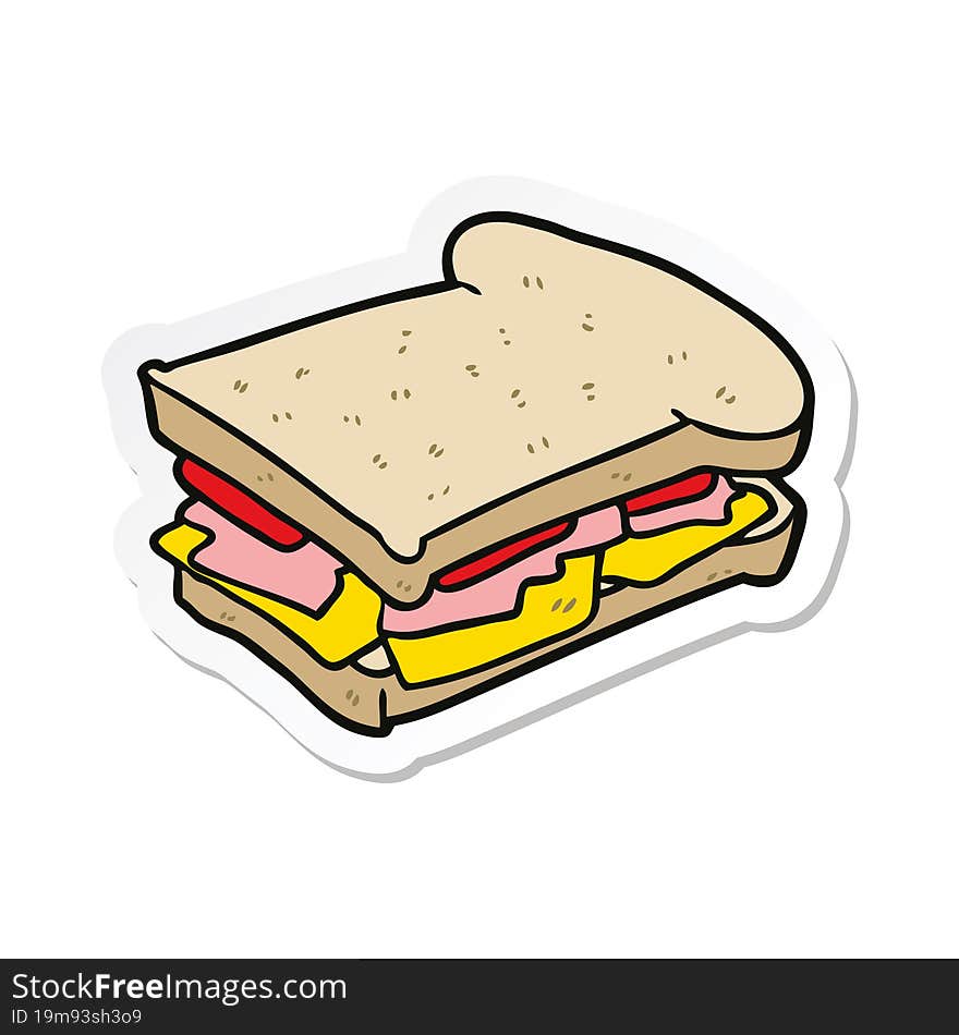 sticker of a cartoon ham sandwich