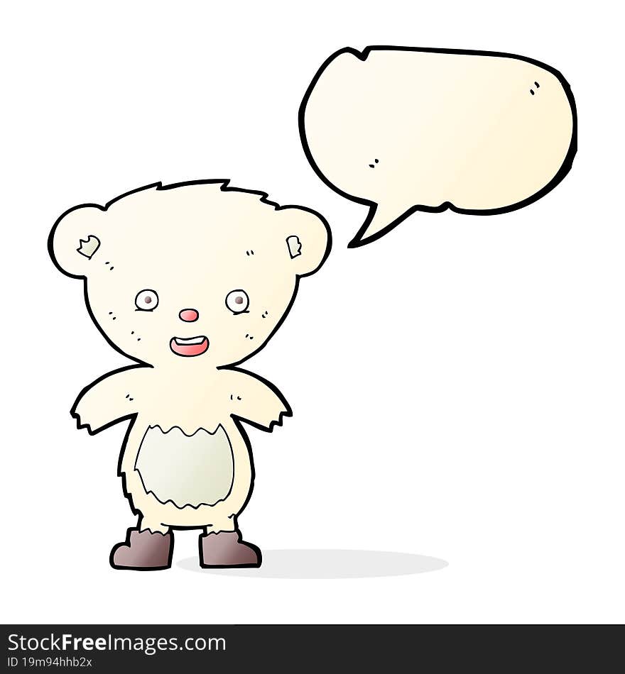 cartoon polar bear cub with speech bubble