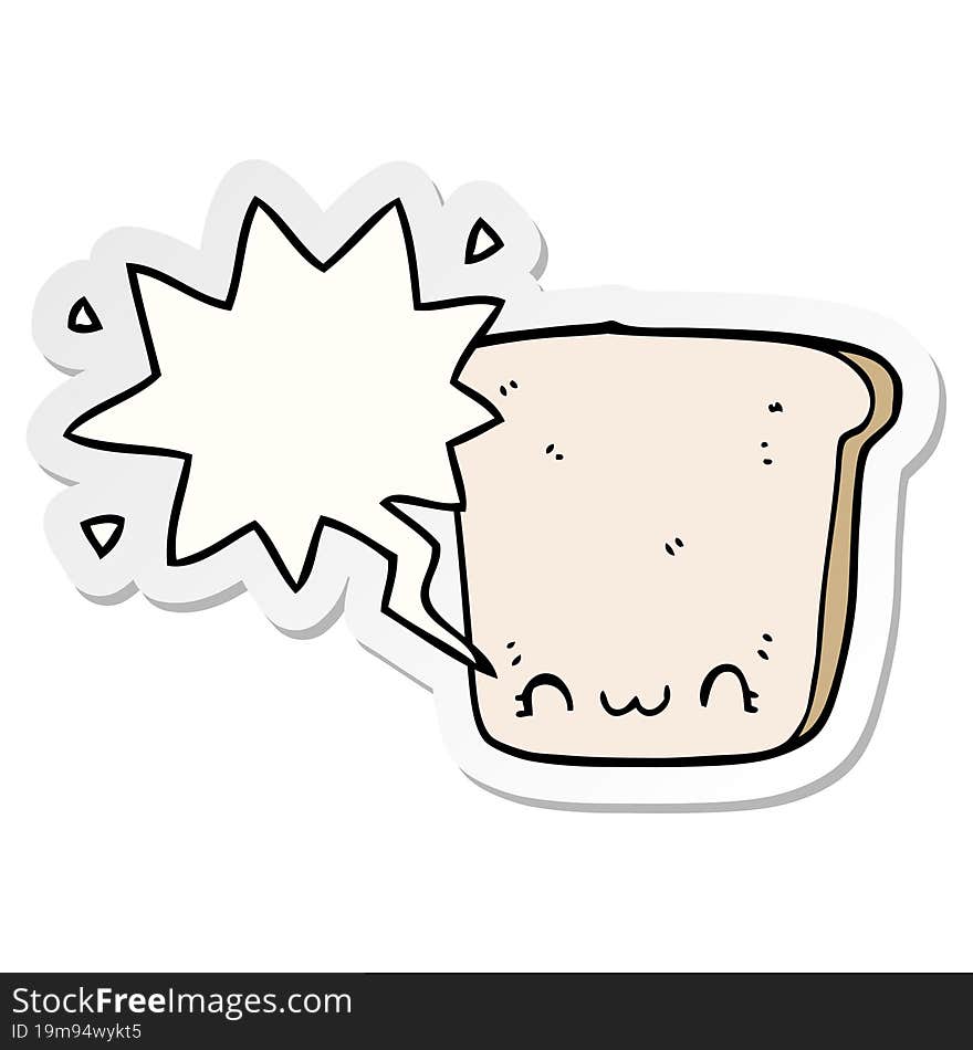 Cartoon Slice Of Bread And Speech Bubble Sticker