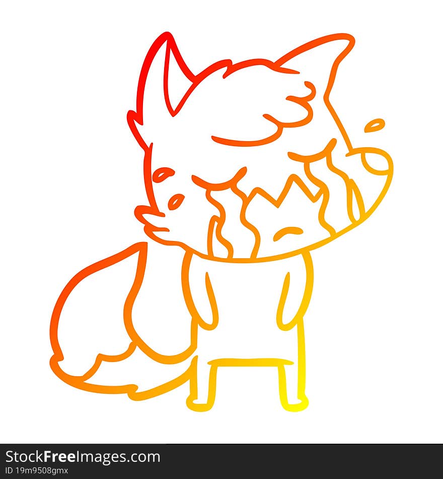 warm gradient line drawing crying fox cartoon